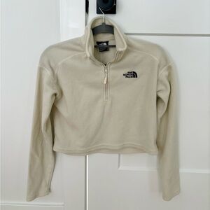 North Face cropped zip crew neck